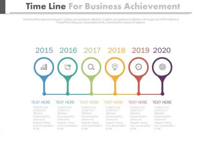 Linear timeline for business achievement powerpoint slides