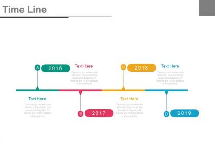 Linear timeline with year tags diagram powerpoint slides