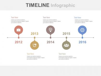 Linear year based timeline for business growth powerpoint slides