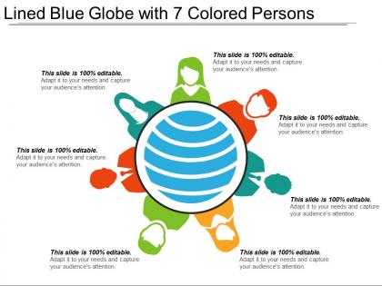 Lined blue globe with 7 colored persons