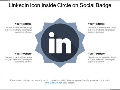 Linkedin icon inside circle on social badge