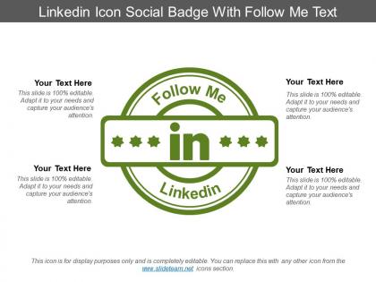 Linkedin icon social badge with follow me text