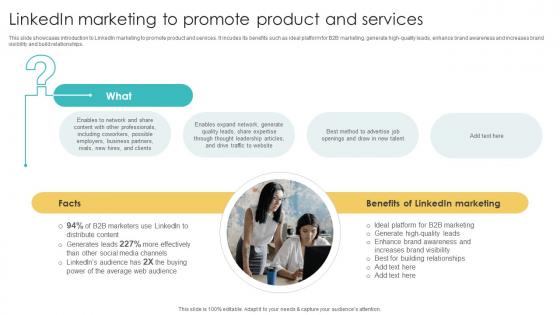 Linkedin Marketing To Promote Product And Services Using Various Marketing Methods Strategy SS V