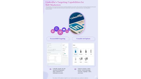 Linkedins Targeting Capabilities For B2b Marketers One Pager Sample Example Document