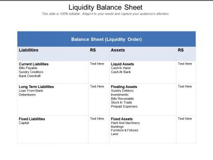 Liquidity balance sheet