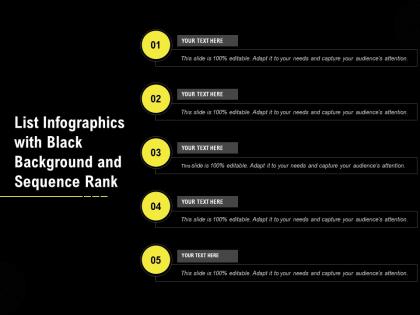 List infographics with black background and sequence rank