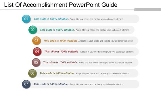 List of accomplishment powerpoint guide