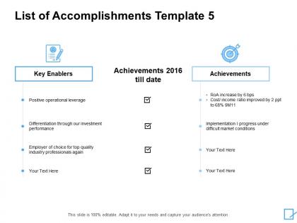 List of accomplishments template achievements ppt powerpoint slides