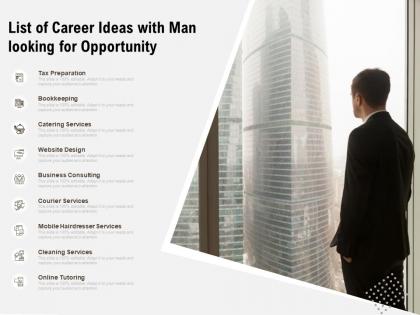 List of career ideas with man looking for opportunity