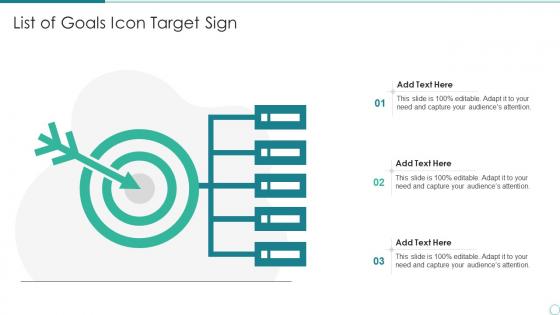 List Of Goals Icon Target Sign In Powerpoint And Google Slides