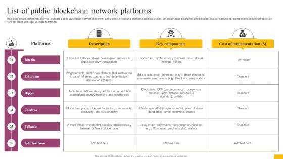 List Of Public Blockchain Network Platforms Complete Guide To Understand BCT SS