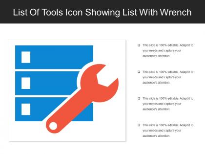 List of tools icon showing list with wrench