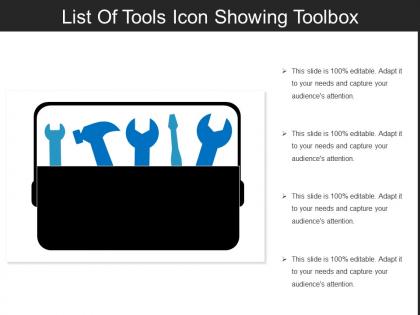 List of tools icon showing toolbox