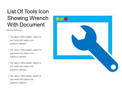 List of tools icon showing wrench with document