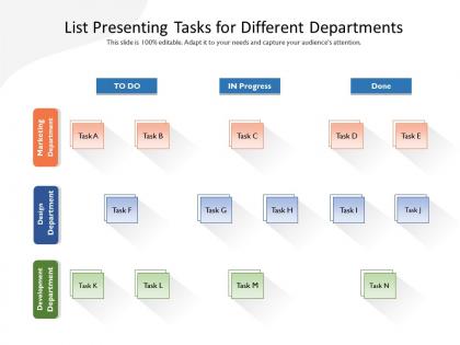 List presenting tasks for different departments