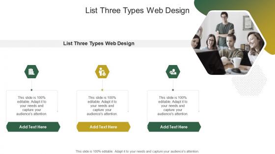 List Three Types Web Design In Powerpoint And Google Slides Cpb
