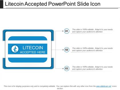 Litecoin accepted powerpoint slide icon