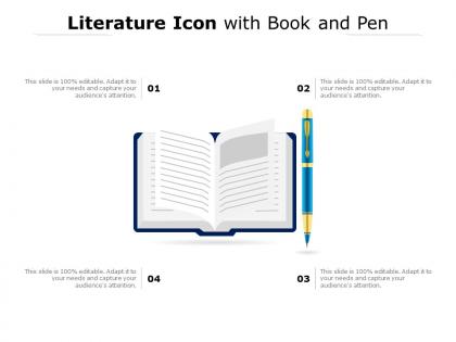 Literature icon with book and pen