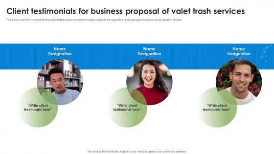 Litter Collection Services Proposal Client Testimonials For Business Proposal Of Valet Trash Services