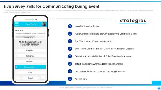 Live Survey Polls For Communicating During Event Corporate Event Communication Plan