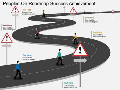 Ll peoples on roadmap success achievement flat powerpoint design