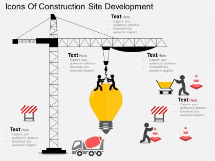 Lm icons of construction site development flat powerpoint design