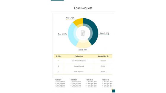 Loan Request Financial Proposal One Pager Sample Example Document