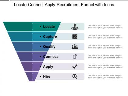 Locate connect apply recruitment funnel with icons