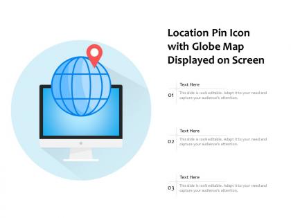 Location pin icon with globe map displayed on screen