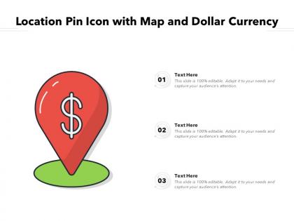 Location pin icon with map and dollar currency
