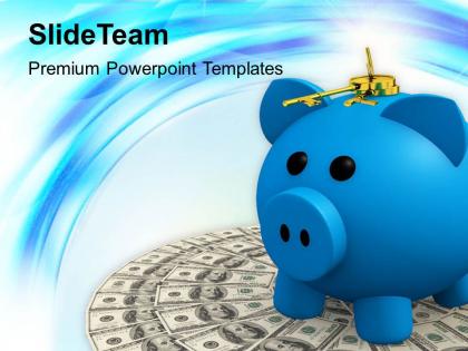 Locked piggy bank with money powerpoint templates ppt themes and graphics 0213