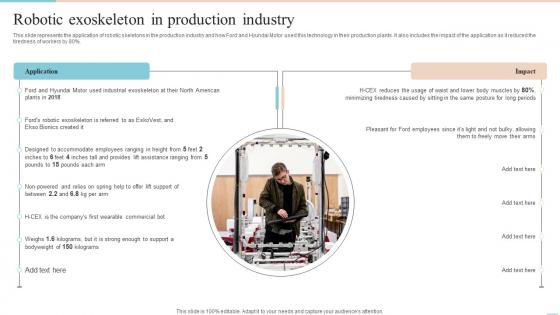 Locomotion Robotic Exoskeleton In Production Industry Ppt Slides Pictures
