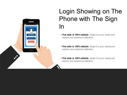 Login showing on the phone with the sign in