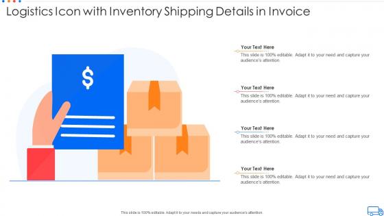 Logistics icon with inventory shipping details in invoice