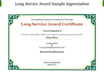 Long service award sample appreciation