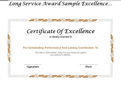 Long service award sample excellence certificate