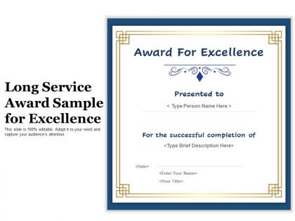 Long service award sample for excellence