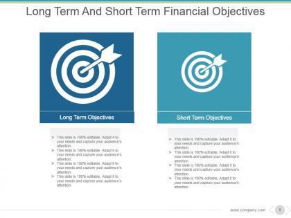 Long term and short term financial objectives powerpoint slide design ideas