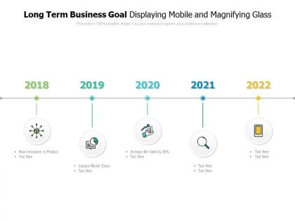 Long term business goal displaying mobile and magnifying glass