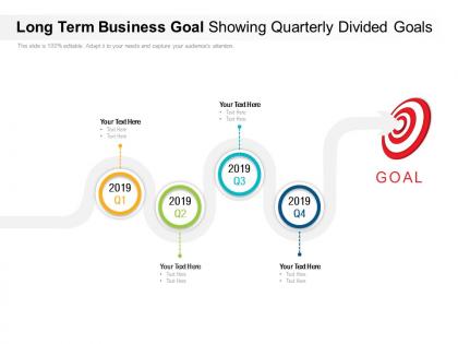 Long term business goal showing quarterly divided goals
