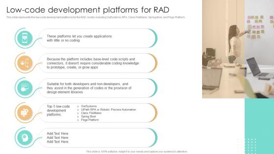 Low Code Development Platforms For RAD Methodology Ppt Slides Mackup