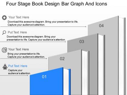 Lp four stage book design bar graph and icons powerpoint template