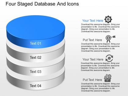Lt four staged database and icons powerpoint template