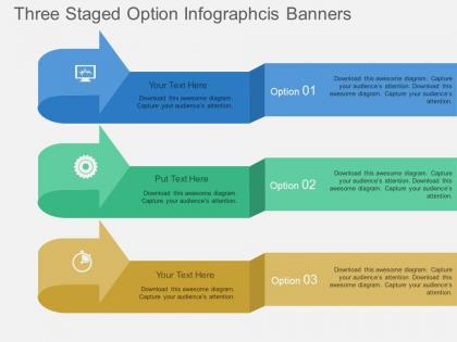 Lu three staged option infographcis banners flat powerpoint design