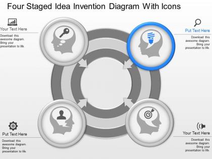 Lw four staged idea invention diagram with icons powerpoint template
