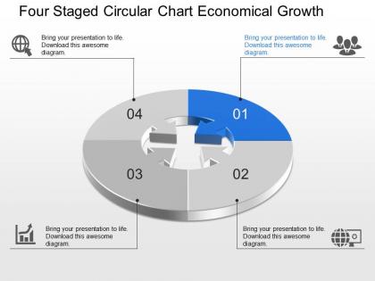 Ly four staged circular chart economical growth powerpoint template slide