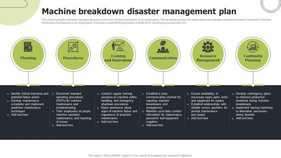 Machine Breakdown Disaster Management Plan