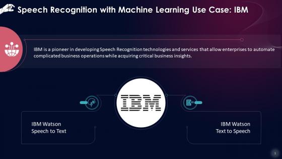 Machine Learning Use Case Speech Recognition Training Ppt