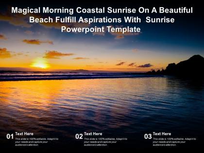 Magical morning coastal sunrise on a beautiful beach fulfill aspirations with sunrise template