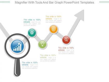 Magnifier with tools and bar graph powerpoint templates